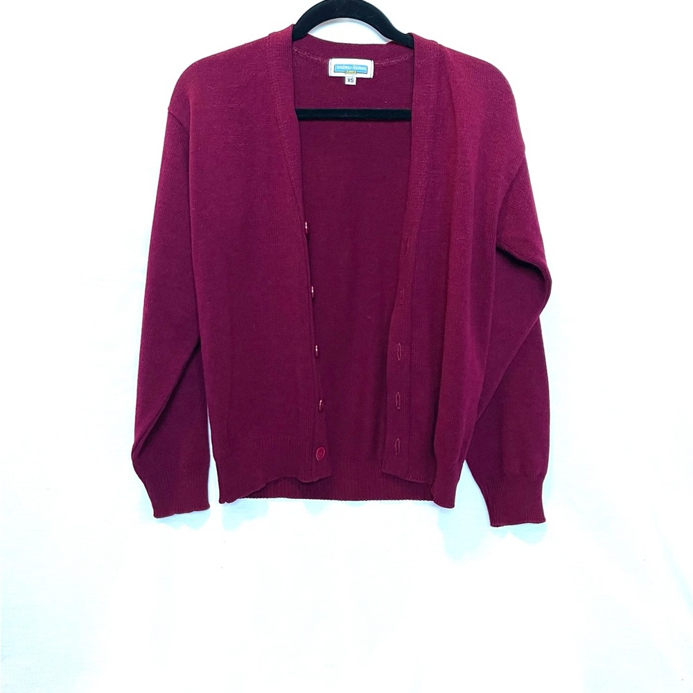 Andrew Rohan Edwards Elegant Maroon Cardigan Sweater